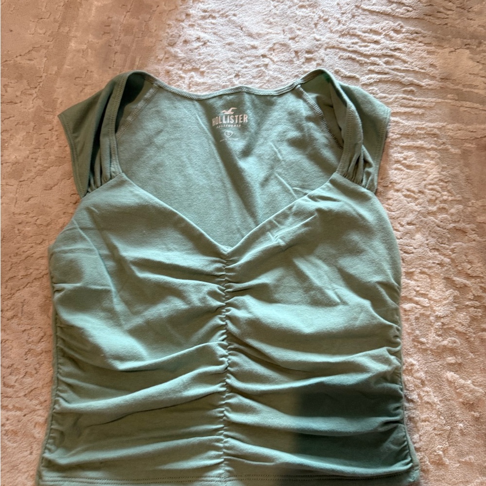 Hollister Green Ruched Sleeveless Tank Top